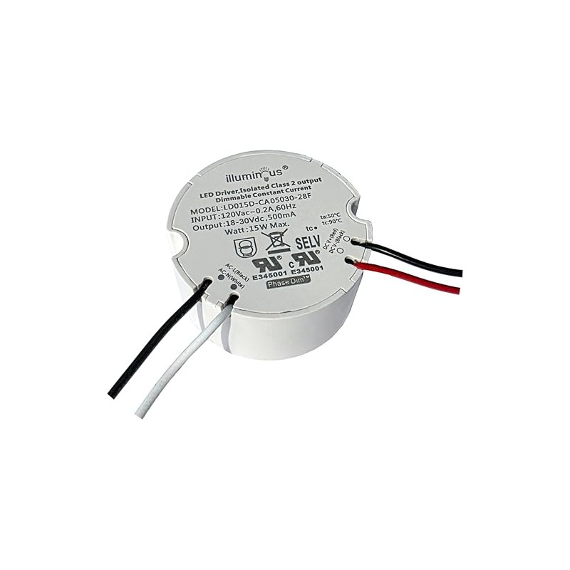 Illuminous LED Driver, 15W Constant Current 500mA, Dimmable, UL Approved,