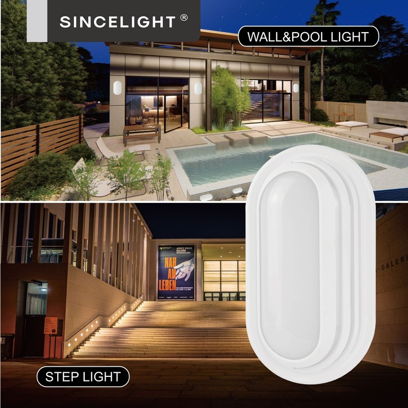 SINCELIGHT Oval LED Bulkhead Light for Wall and Ceiling Mount,