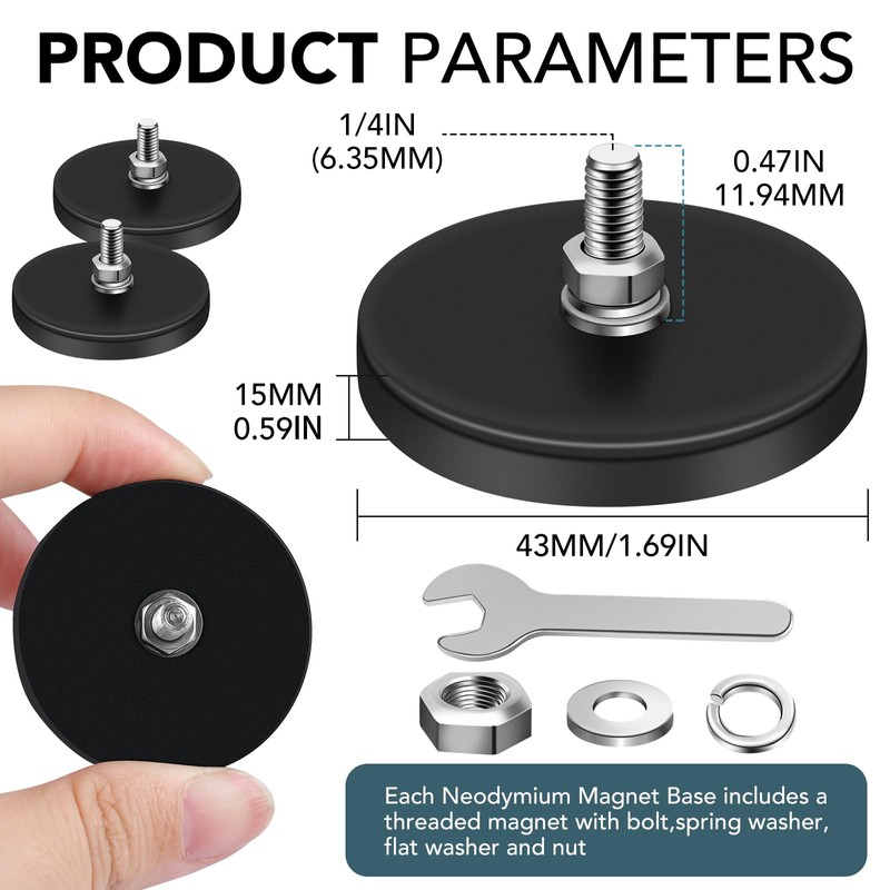 DIYMAG Magnet 6PCS 1/4inch Screw Hole Strong Rubber Coated Magnets