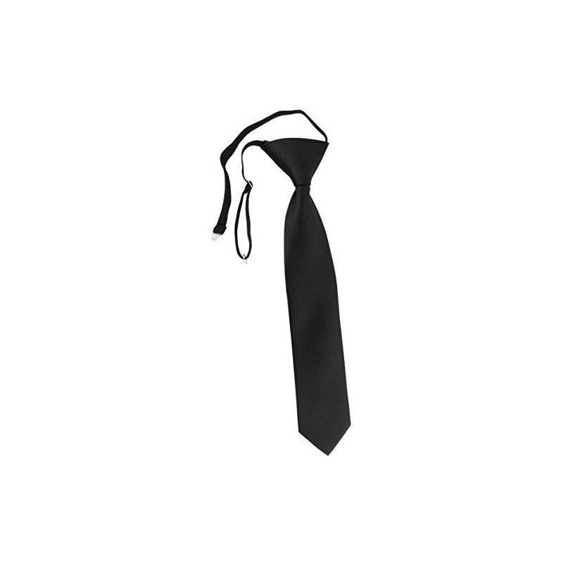 TigerTie Security Tie Plain Pre-Tied with Elastic Band in White,