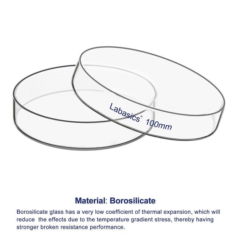 Labasics Petri Dish with Lid, High Borosilicate Glass, High Transparency