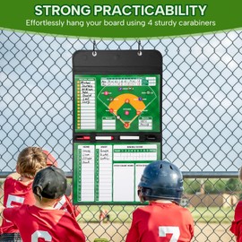 Magnetic Baseball Lineup Board, Leather Cover Baseball Lineup Cards Baseball Lineup Board for Dugout, Collapsible Professional Softball & Baseball Lineup Board Coaching Accessories
