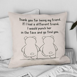AYESY Friend Cushion Cover,45x45 CM Friendship Throw Pillow Cover Thanksgiving Gifts Birthday Gifts for Best Friends Decorative Pillow Cases(Thank you for being my friend)