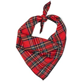 The Worthy Dog Red Plaid III Square Bandana Comfortable and Adjustable Dog Cat Accessories - Small