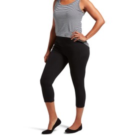 No nonsense womens Cotton Lounge Capri With Tech Pocket Legging, Black, Large US