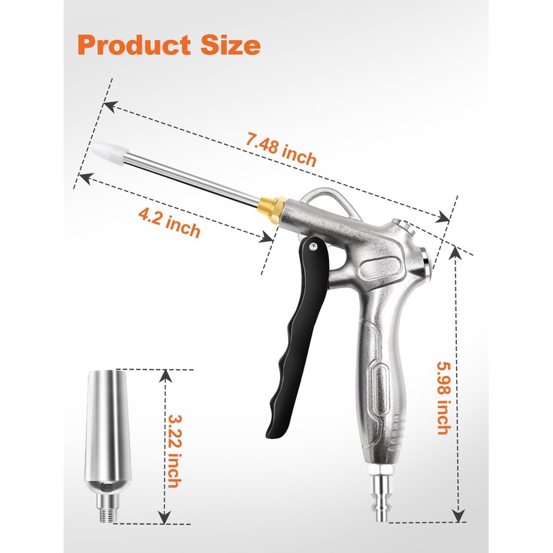 SAFELIFE Industrial Air Blow Gun with Extension, Pneumatic Air Compressor