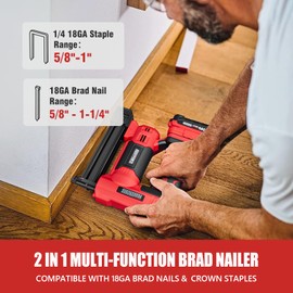 ALLOYPOWER 2 in 1 Cordless Brad Nailer/Electric Stapler with 2.0Ah Battery and Charger,1000pcs Nails and 500pcs Staples Included for Home Improvement & Woodworking