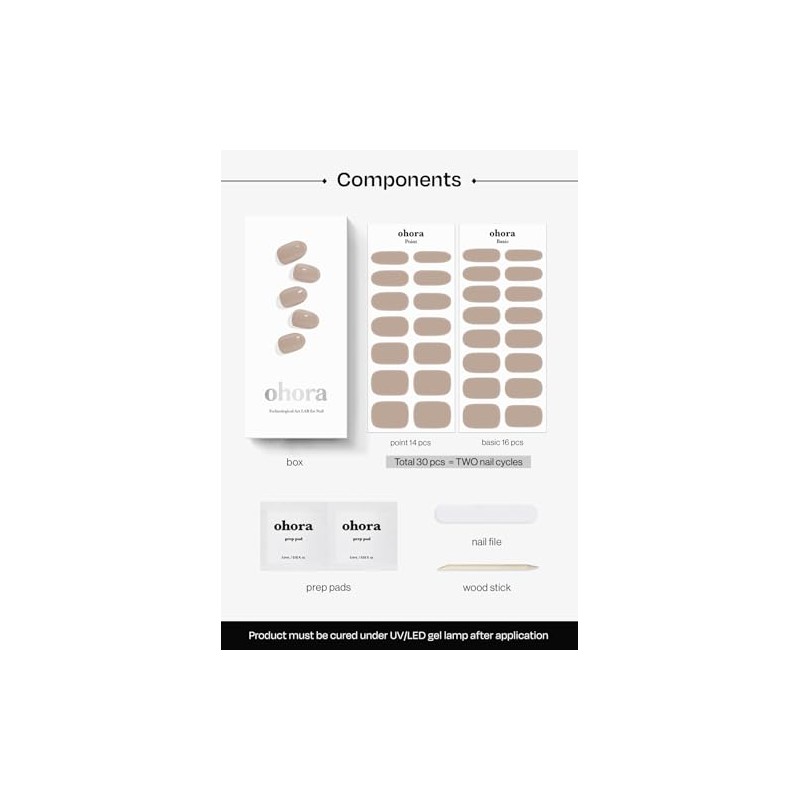 ohora Semi Cured Gel Nail Strips (N Cream Beige) -