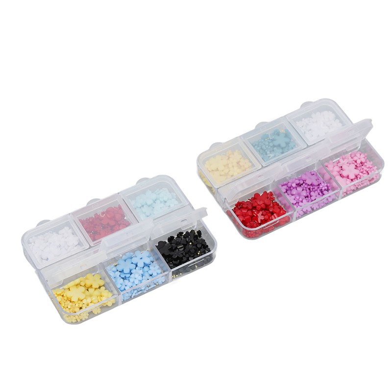 2 Boxes 12 Grids 3D Flower Nail Charms Resin DIY