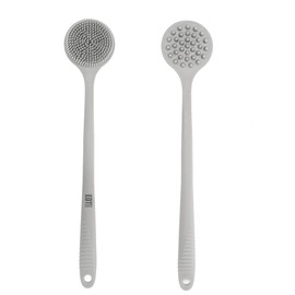EOT Wellness Bendable Long Handled Silicone Back & Scalp Scrubber - Bath Shower Back Brush, Shampoo Scalp Massager, Shampoo Brush (Light Gray)