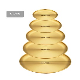 feyiubmen 5 pieces serving plates. The golden round plates, the golden metal plates, the ball tickle, the kitchen, the bathroom, the make-up, the box