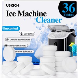 USKICH Ice Machine Cleaner Descaler Tablets-36Pack Ice Maker Cleaner Compatible with Frigidaire, Opal, GE Profile, Kitchenaid, Nickel Safe Scale Remover for Countertop, Nugget Ice Makers