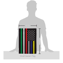 US First Responders Line Garden Flag - Set with Stand Armed Forces Service All Branches Support Honor United State American Military Veteran - House Banner Small Yard Gift Double-Sided 13 X 18.5