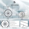 DRINSPER Compass Necklace for Women Men 925 Sterling Silver Celtic