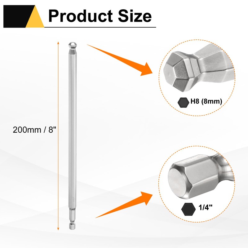 sourcing map 2pcs Ball End Hex Screwdriver Bit H8 (8mm)