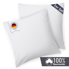 Blumtal set of 2 pillowcases - 100% cotton, super soft premium jersey pillowcase, White, 40x40cm