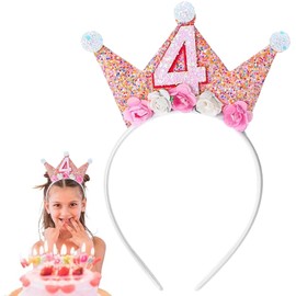 Rixotix Princess Birthday Crown Headbands for Girls Ages 2-6 - Toddler Birthday Crown