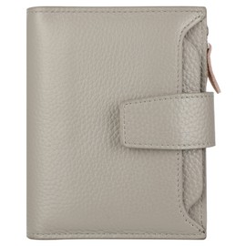 Lavemi Small Compact Women Wallet RFID Blocking Genuine Leather Bifold Purse with ID Windows, Pebbled Gray, One Size