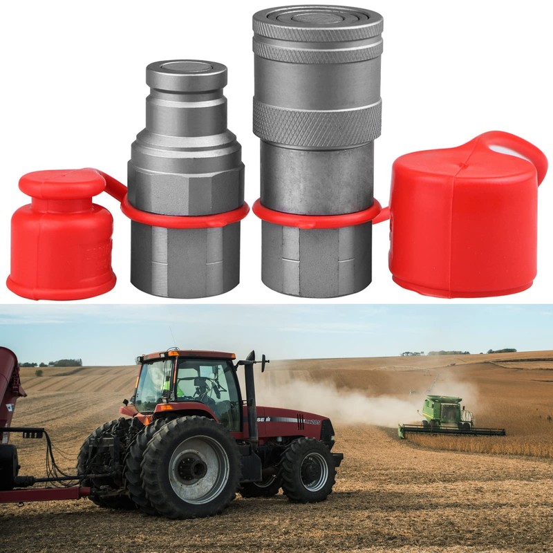 3/8" Flat Face Hydraulic Quick Connect Couplers/Couplings with Dust Caps,Hydraulic
