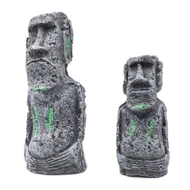 DiER Ancient Easter Island Stone Head Aquarium Ornament Fish Tank Landscape Ornament Decoration Accessories