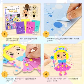 VKPI 4 Pieces EVA Foam Art Crafts Gift Kit, Creative Make Your Own Fairies, Cartoon Foam Paper Craft Projects for Kids Ages 4+ Toddler, Preschool Learning Toy for Birthday Party Favor Supplies