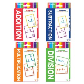 BAZIC Addition & Subtraction & Multiplication & Division Flash Cards, Number Math Calculation Card Game Education Learning Activities (36/Pack), Set of 4-Pack