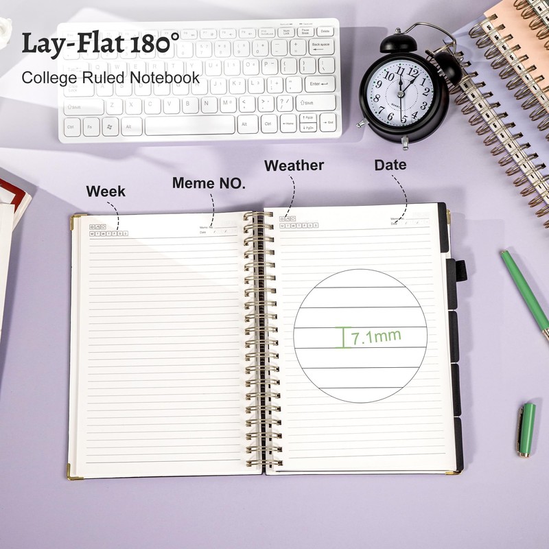 Yoment Leather Spiral Notebooks for Work 5 Subject Notebook College