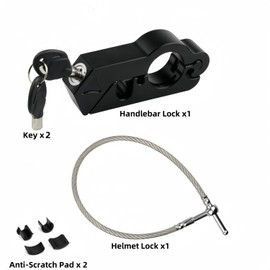 2 in 1 Motorcycle Lock with 2 Keys,Handlebar & Helmet Lock Combo for Scooters, ATVs, Electric Bikes, Red