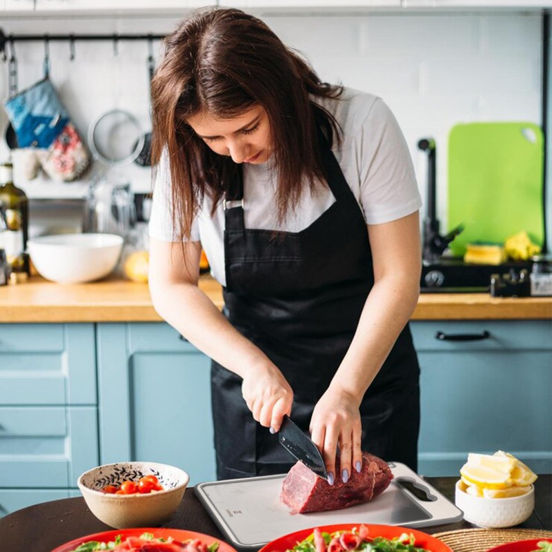 ZAVARQI Stainless Steel Cutting Board for Kitchen - Double Sided