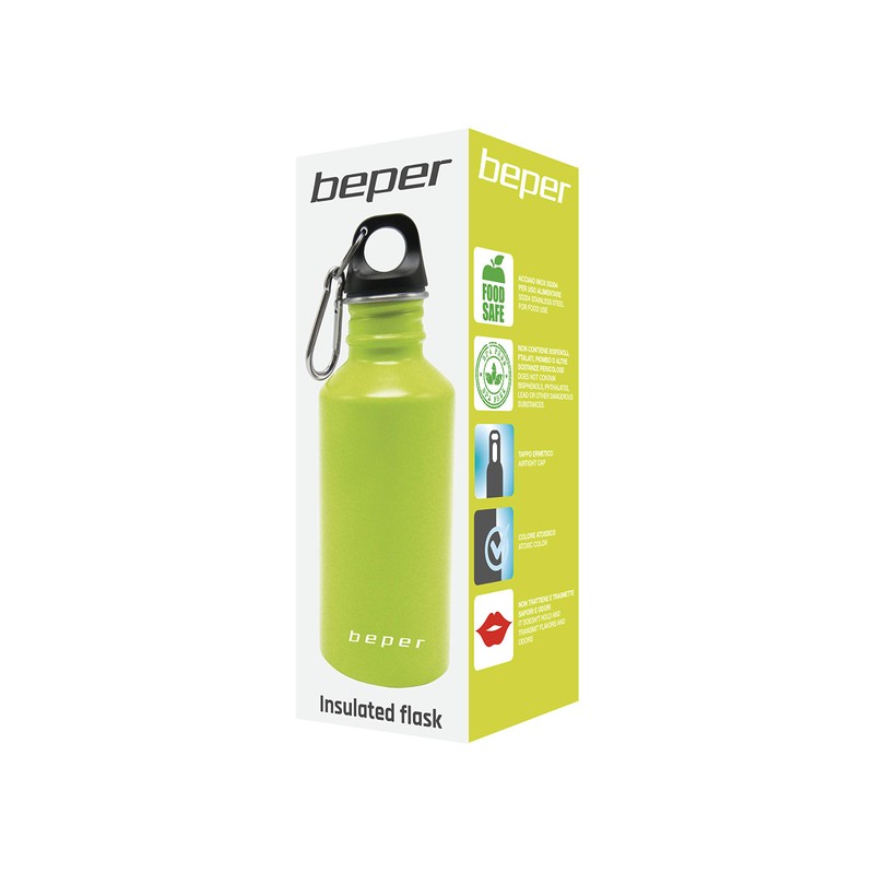 Beper Vacuum Flask with Carabiner Standard Green