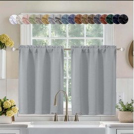 Aiyufeng - cortina oscurecedora corta de 36 pulgadas, 2 paneles de cortina de privacidad con bolsillo para barra de ventana, para cocina, cortinas opacas para cortinas de baño, 40 x 36 pulgadas, color