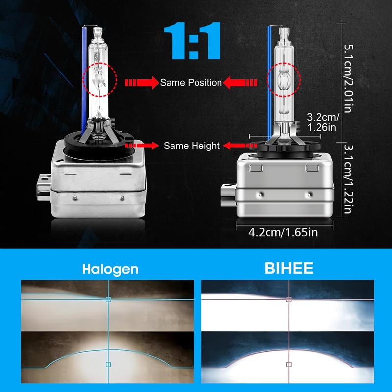 BIHEE D3S Xenon Bulb 8000K Ice Blue HID Headlight 35W