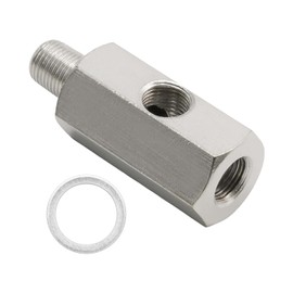 Hoypeyfiy Car Oil Pressure Sensor T-shaped Connector, Side Port Stainless Steel Turbo Adapter, Silver 1/8" NPT Automotive Hydraulic System Replacement Parts
