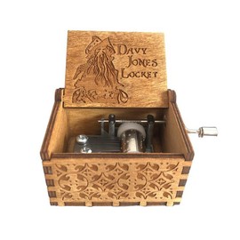 Cuzit Wooden Hand Crank Pirates of The Caribbean Music Box Davy Jones Locket