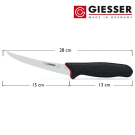 GIESSER seit 1776 - Made in Germany - Ausbeinmesser rutschfest PrimeLine, 15 cm Klinge sehr flexibel, schwarz, scharfes Metzgermesser spülmaschinenfest, rostfrei, 11253 15