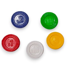 Fichas de plástico estilo moneda mexicana - Pesos mexicanos didacticos de colores - Valores mexicanos - Monedas didácticas - Paquete de 90 piezas - material escolar.