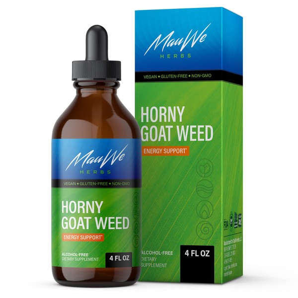 MAUWE HERBS Horny Goat Weed Extract Drops for Men & Women - Organic Epimedium Tincture - Barrenwort Liquid Extract - Horny Goat Weed Herbal Supplement - Vegan, No Alcohol, 4 fl oz