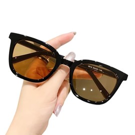 88flix Korean sunglasses for women brown lenses, small face, UV protection, Black