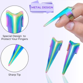 SIVOTE 2PC Pro Hair Parting & Sectioning Tool Set - Stainless Steel Straight & Curved Hair Separator Rings for Precise Styling and Extensions (Multi Color)