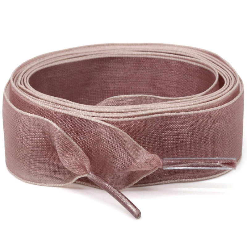 WEGOODZF Satin Ribbon Shoe Laces: 2cm Brown Pink Flat Snow