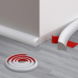 CoCreo Flexible Quarter Round Molding 118 Inch, Peel and Stick Molding Self-Adhesive Waterproof Bendable Rubber Trim Molding for Wall,Floor,Corner,Countertop,Bathroom,Kitchen(Easy Clean, White)