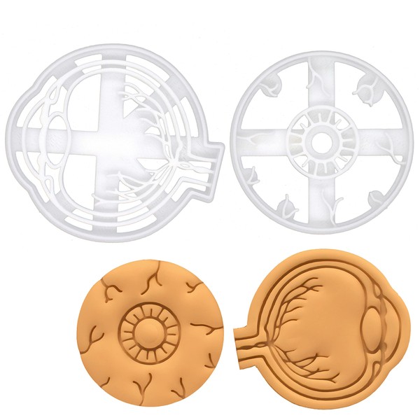 Set of 2 eyeballs cookie cutters (shapes: side and front