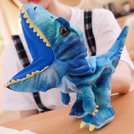 LOMTRATS Dinosaur Hand Puppets for Kids Toddler Includes Triceratops and Tyrannosaurus Rex with Moving Open Mouths Perfect for Storytelling, Birthday Gifts