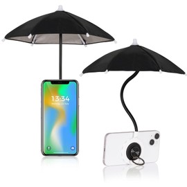 AMUSIGHT Phone Umbrella for Sun, Universal Adjustable Umbrella Phone Shade with Strong Suction Cup,Outdoor Anti-Reflective Glare Blocking Cell Phone Sun Shade, Applicable to All Smartphones（Black）