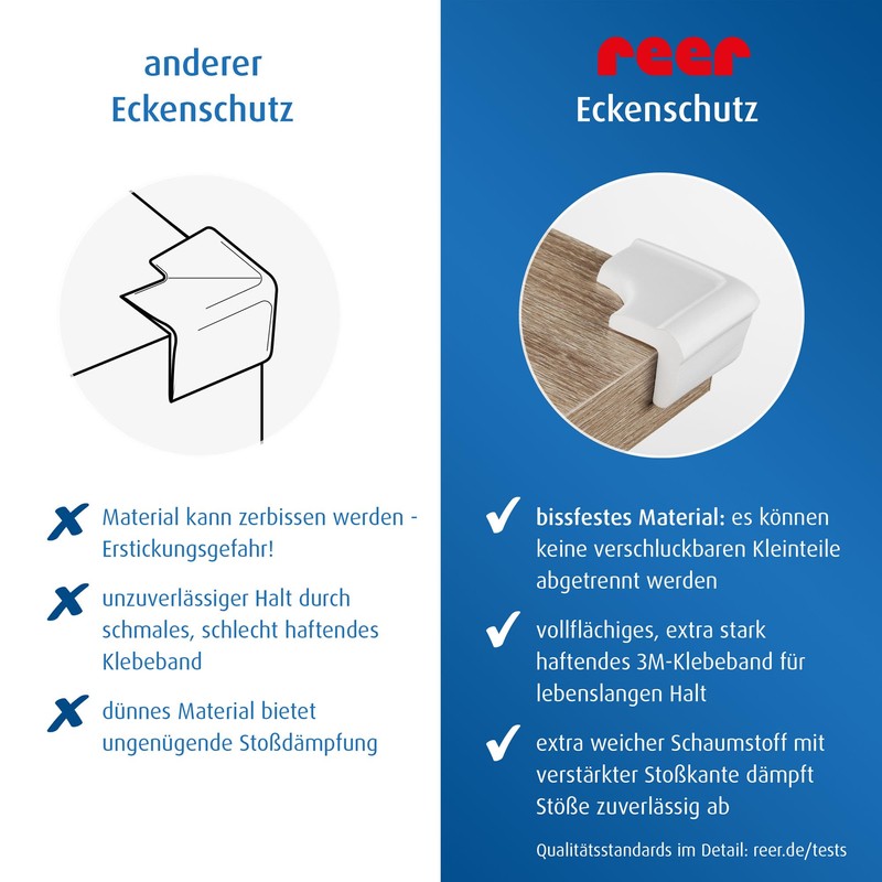 Reer Soft Corner Protectors, Pack of 4, Bite-Resistant, Tested for