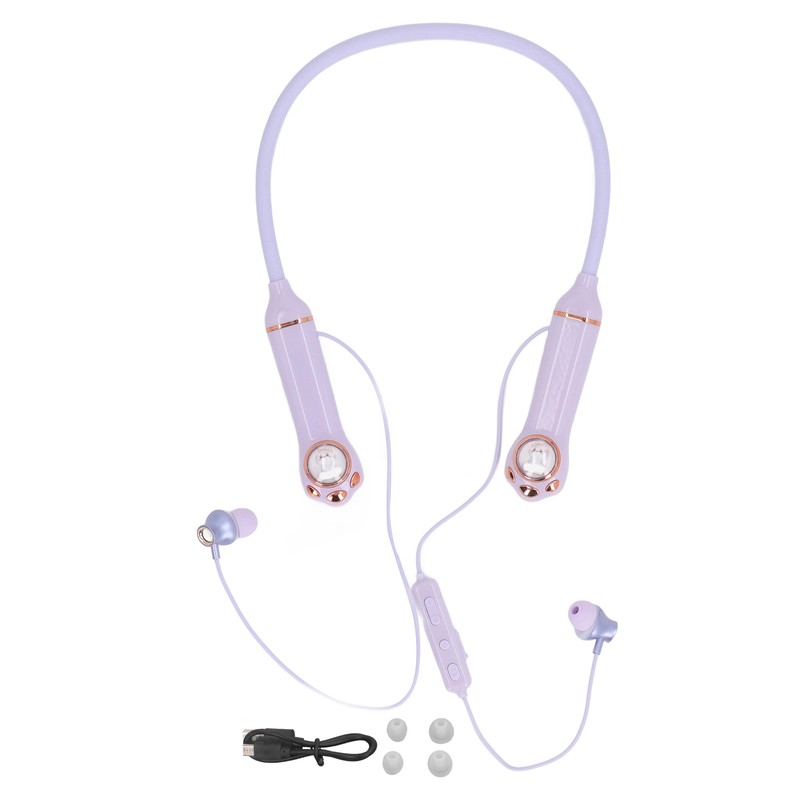 Neckband Earbuds IPX5 Bluetooth 5.3 Wireless Cat Pattern RGB Backlight