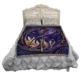 Pure Country Weavers Nether Blade Fantasy Dragon Blanket by Ruth Thompson - Gift Dragon Fantasy Tapestry Throw Woven from Cotton - Made in The USA (72x54)
