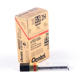 Pentel Super Hi-Polymer Lead Refill, 0.5mm, Fine, 2H, 144 Pieces of Lead (C505-2H),Gray