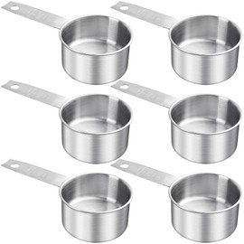 Lainballow 6 pcs 1 Cup Measuring Cup, Stainless Steel Measuring Cups, 250 ml | 240 cc | 8 oz | Engraved Marking Single Measuring Scoops, Metal Measuring Cup for Kitchen Baking & Cooking
