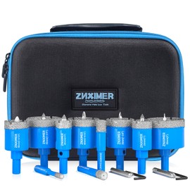 Diamond Hole Saw Kit with Pilot Bit, ZNXIMER Tile Hole Saw with Center Drill Bit for Marble, Granite, Ceramic, Porcelain Tile and More Drilling (K1-6/10/12/20/25/30/35/40/45/50MM)